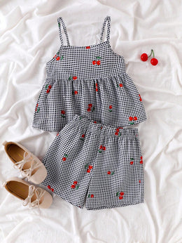 🌸Trendy Black Cherry Baby Girl Top & Shorts Combo