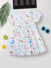🌸 Animal Rainbow Baby Girl Western Style Dress – Modern Look, Ideal for Gifting, Photoshoots & Events