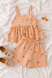 Ty Orange Trendy Baby Girl Top & Shorts Combo