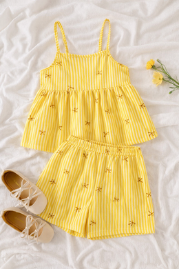 Ty Yellow Trendy Baby Girl Top & Shorts Combo