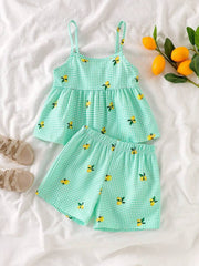 🌸Trendy Cherry Print Baby Girl Top & Shorts Combo