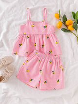 🌸Trendy Cherry Print Baby Girl Top & Shorts Combo