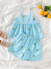 🌸Trendy Cherry Print Baby Girl Top & Shorts Combo