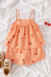 Orange Cherry Trendy Baby Girl Top & Shorts Combo