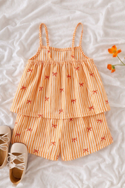 Ty Orange Trendy Baby Girl Top & Shorts Combo
