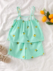 🌸Trendy Cherry Print Baby Girl Top & Shorts Combo