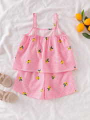 🌸Trendy Cherry Print Baby Girl Top & Shorts Combo