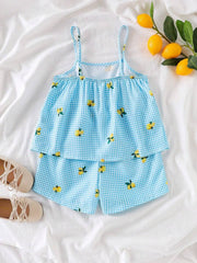 🌸Trendy Cherry Print Baby Girl Top & Shorts Combo