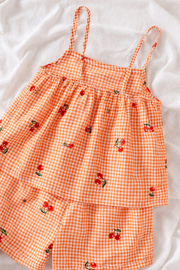 Orange Cherry Trendy Baby Girl Top & Shorts Combo