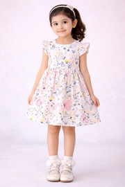 🌸 Multi Butterfly Baby Girl Casual Cotton Dress Perfect for Daily Wear & Special Occasions
