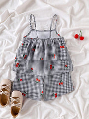 🌸Trendy Cherry Print Baby Girl Top & Shorts Combo