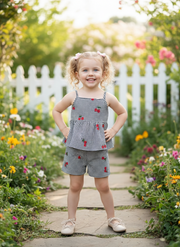 🌸Trendy Black Cherry Baby Girl Top & Shorts Combo