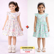 🌸 Unicorn and butterfly printed frock combo for cute baby girl