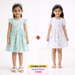 🌸 Cute & Trendy Baby Girls Print Frock Combo