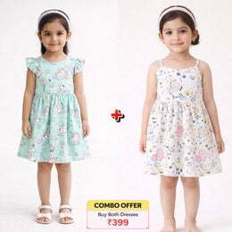 🌸 Premium Baby Girls Printed Dress Combo Set | Comfortable Cotton