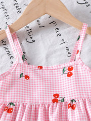 🌸Trendy Cherry Print Baby Girl Top & Shorts Combo
