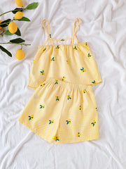 🌸Trendy Cherry Print Baby Girl Top & Shorts Combo