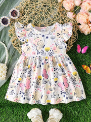 🌸 Multi Butterfly Baby Girl Casual Cotton Dress Perfect for Daily Wear & Special Occasions