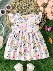🌸 Multi Butterfly Baby Girl Casual Cotton Dress Perfect for Daily Wear & Special Occasions